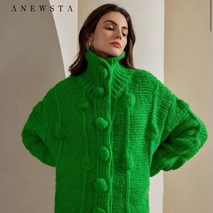 Vibrant Green Knit Cardigan